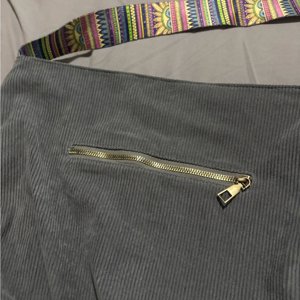 Gray Hobo Bag with Colorful Strap